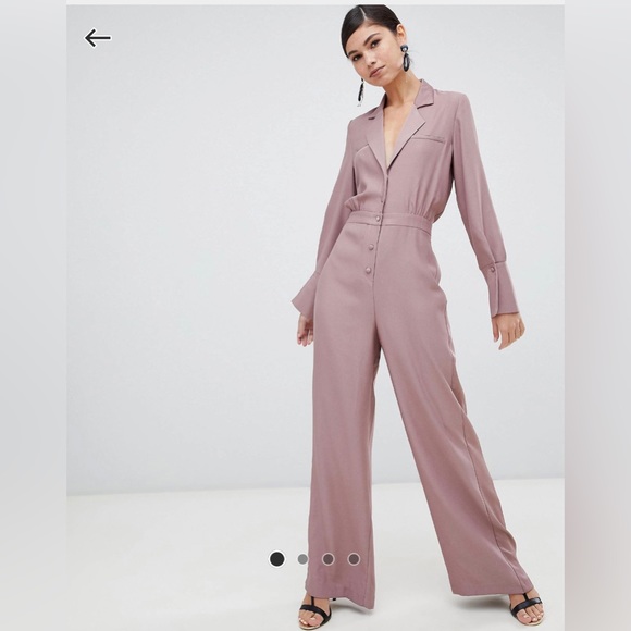 ASOS Pants - Like new! ASOS minimal tux jumpsuit with satin details size 6 Lavender